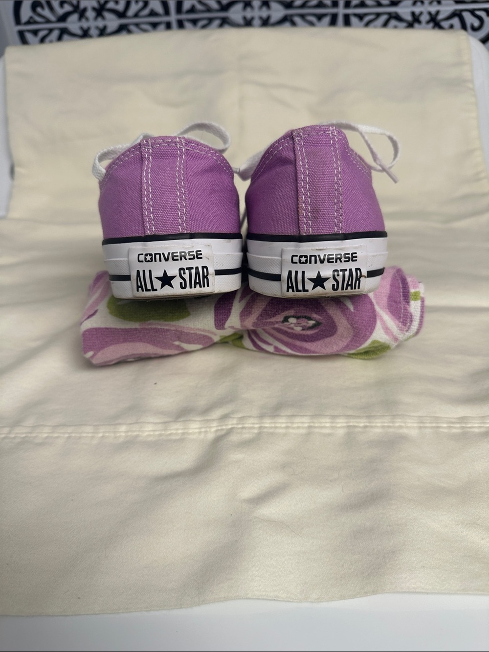 Converse Low Top Sneakers - Lavender Purple with White - Picture 3 of 7